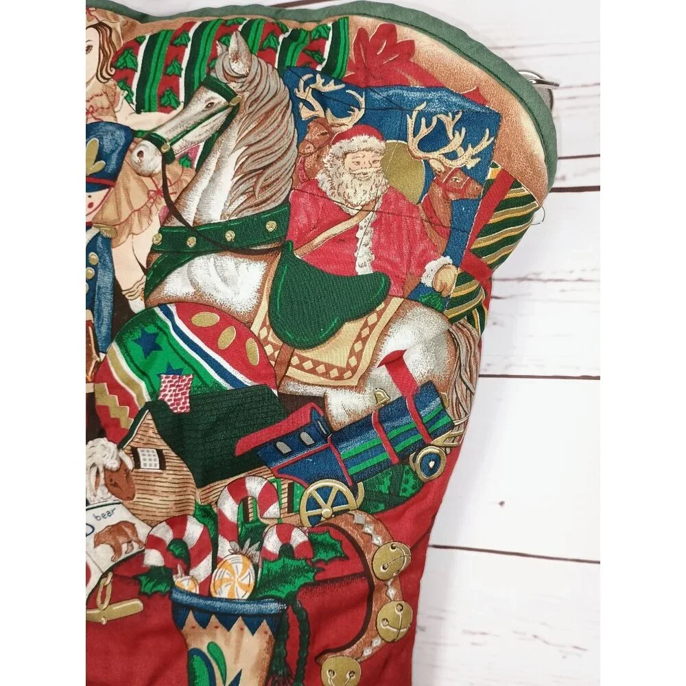 Cranston Vintage 80s Handcrafted Jumbo Stocking Night Before Christmas Quilted S